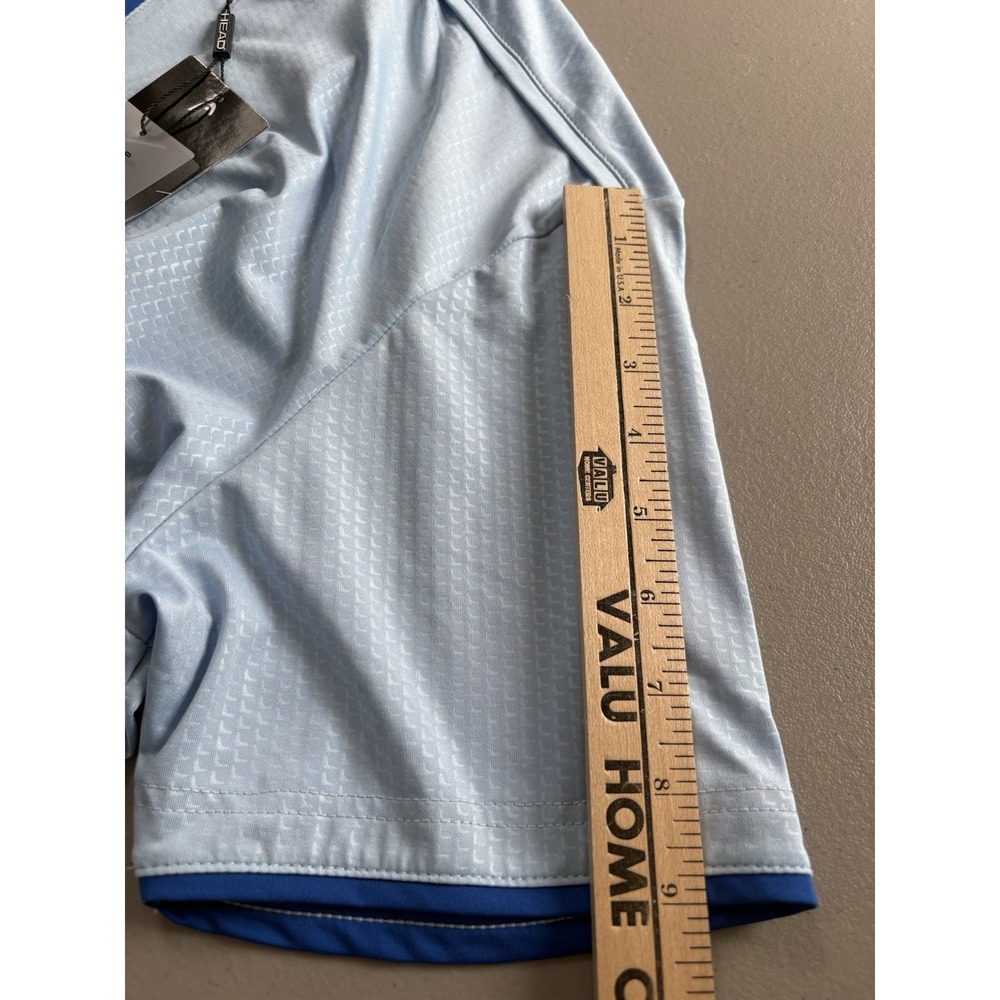 New HEAD Men's Large Polo Shirt Blue Quarter Zip UV Protection Tennis Golf - Picture 9 of 11